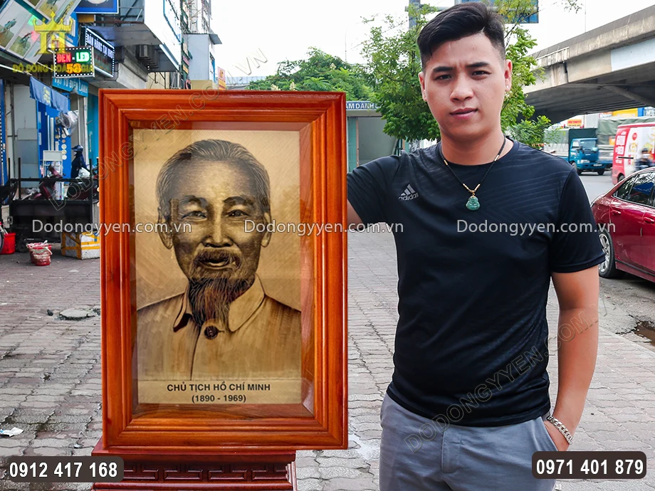 Tranh Đồng Xước Ch&acirc;n Dung B&aacute;c Hồ